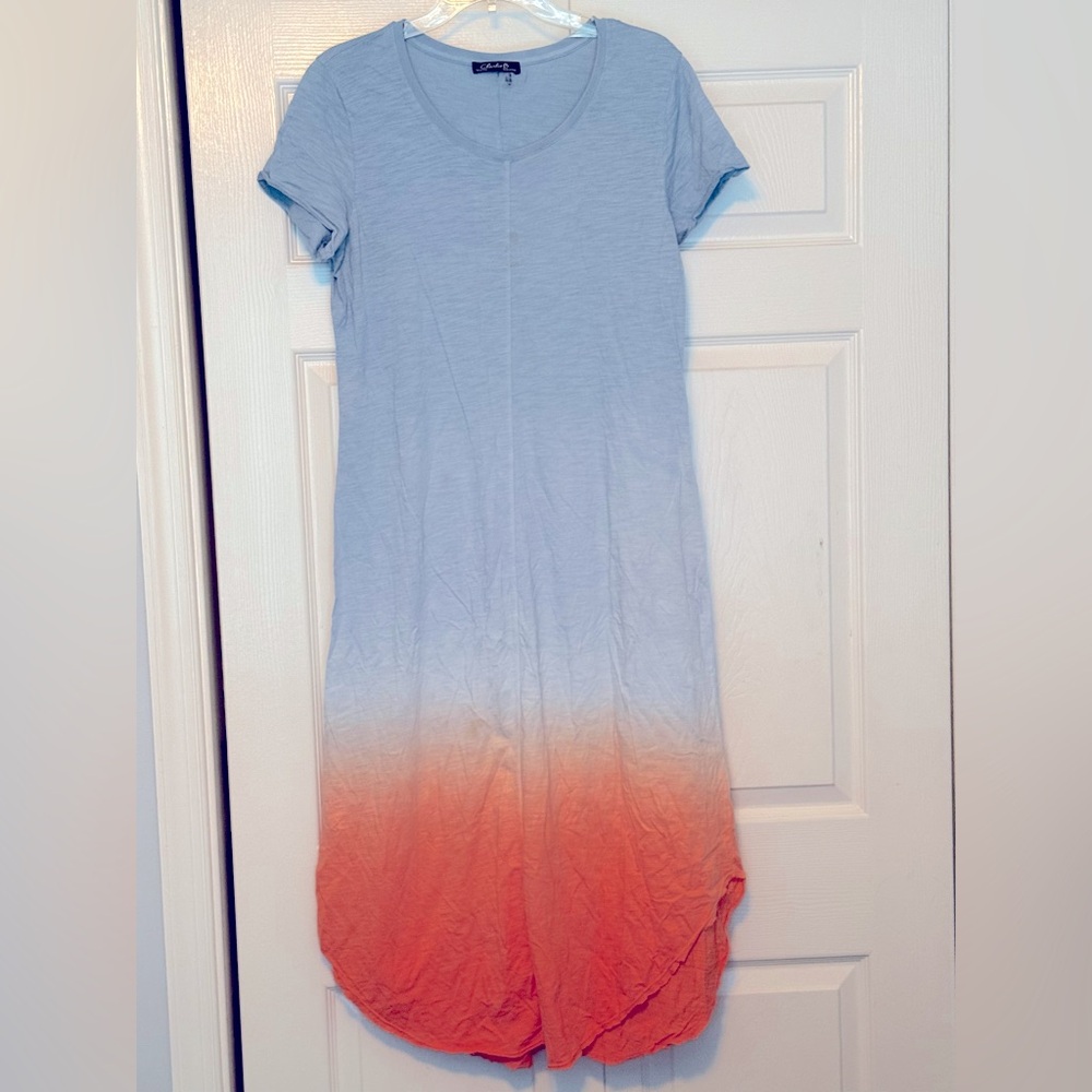 Blue and Orange Ombre Maxi Dress